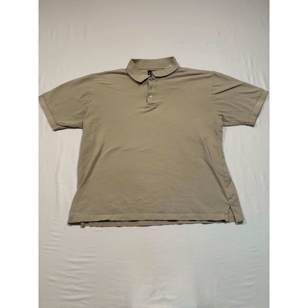 Roper Mens Tan Khaki Short Sleeve Pique‎ Knit Polo Shirt Large Solid Casual